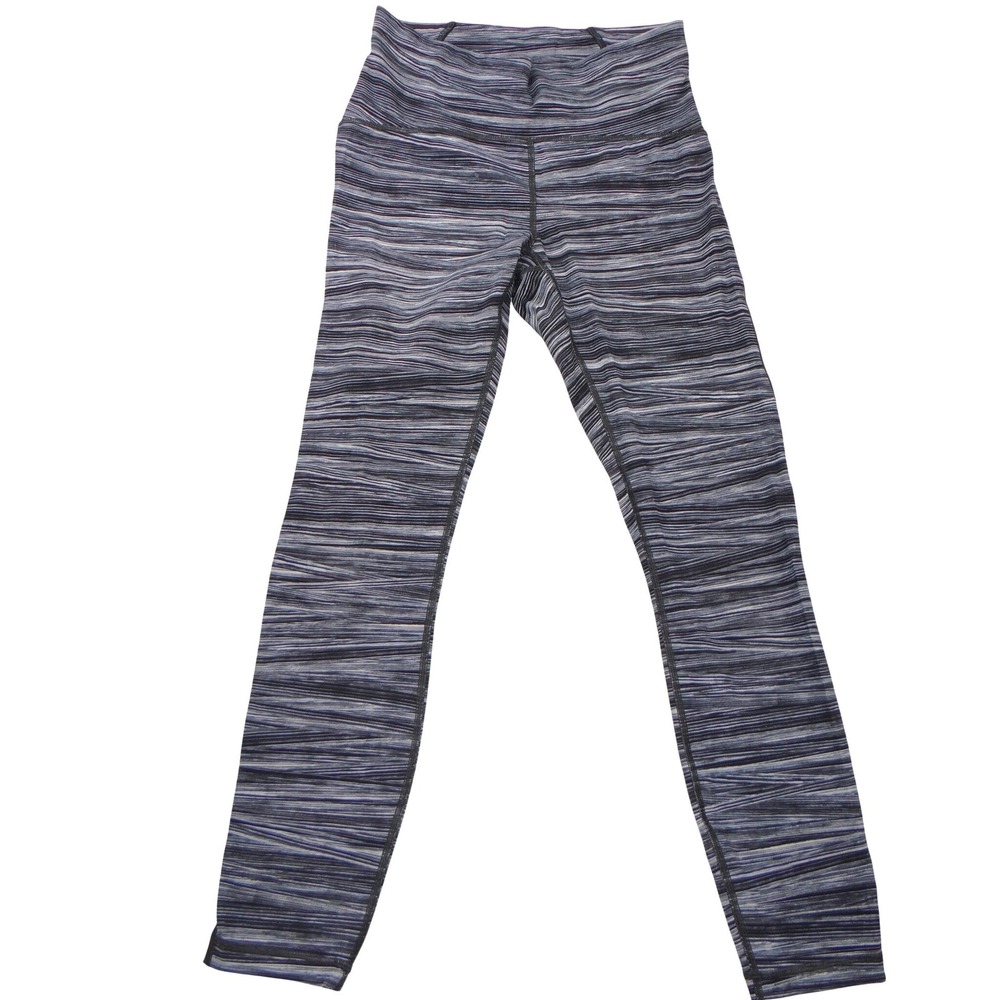 Lululemon High Rise Space Dye Mesh Panel Leggings Black Grey White Size 6